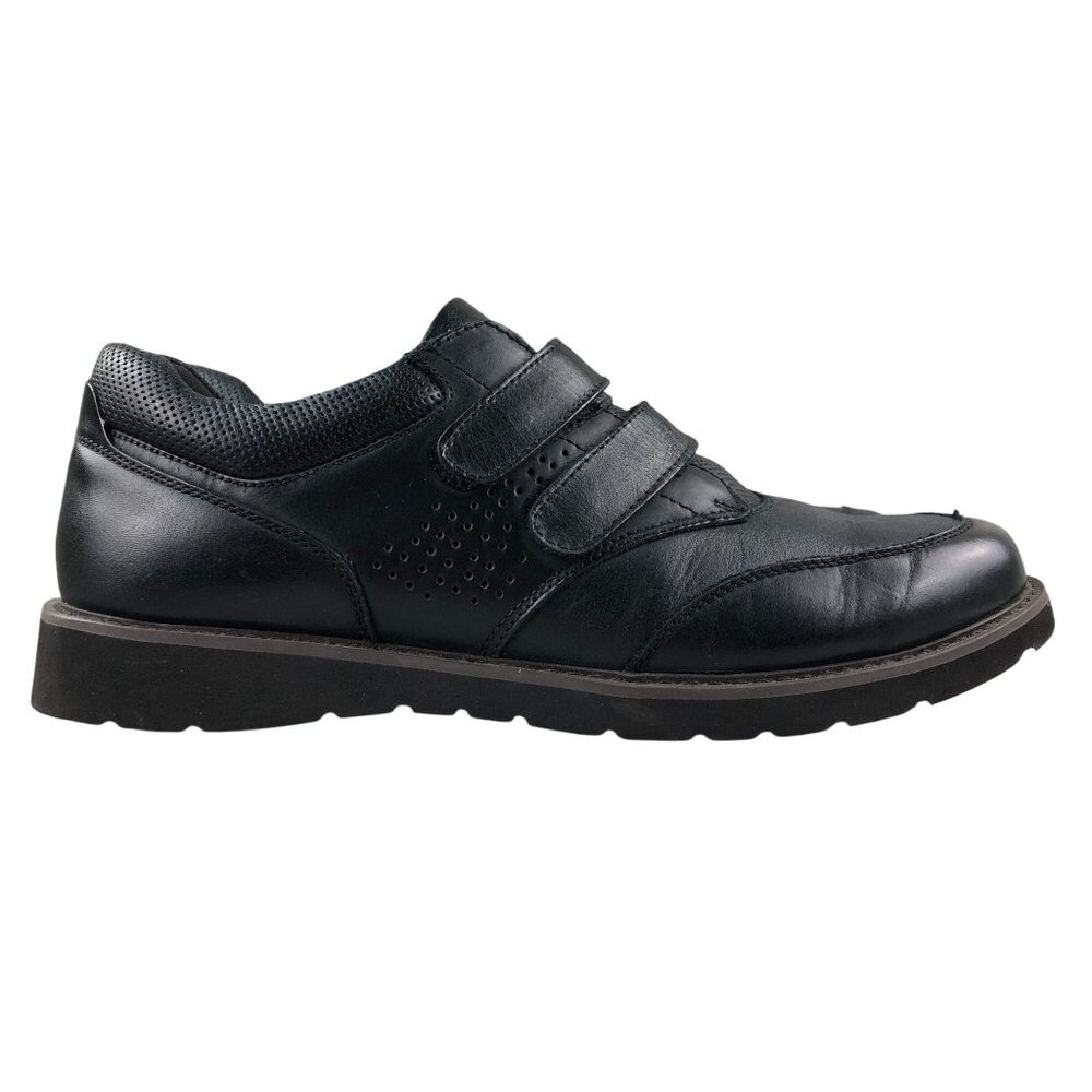 Propet Men's Size 11M (D) Garrett Strap Black Leather Low Top Work Shoes MDA003L
